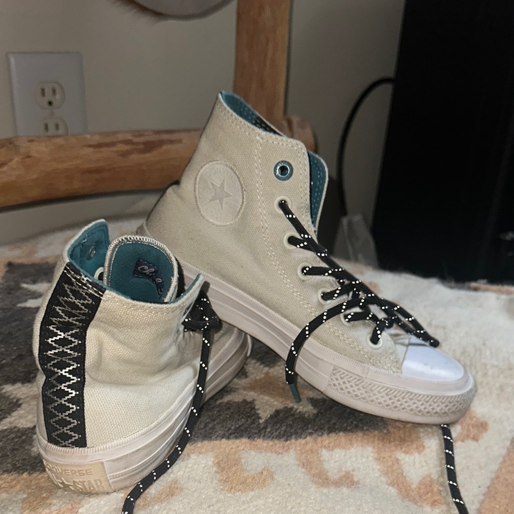RARE Converse White Off white Fog Green Lunarlon Water Repellent High Tops